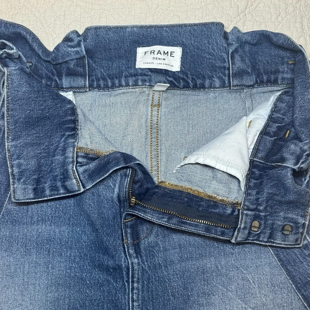 Frame Women's 26 Denim‎ Belted Mini Skirt Pleated Myrtle Paperbag Waist Y2K Chic